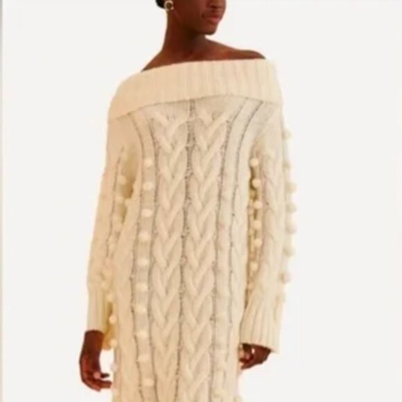 Farm Rio Off-White Braided Midi Sweater Dress Size: M NWT - Picture 10 of 16